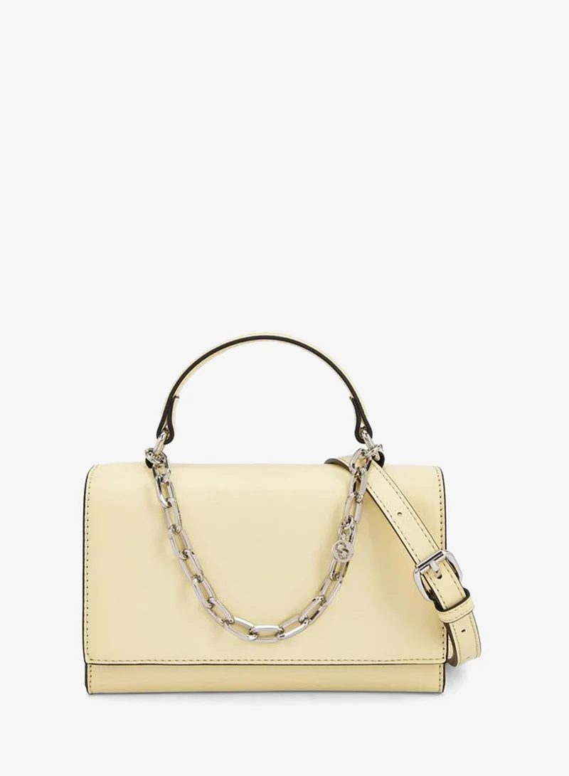 Solid Satchel Bag With Chain Detail
