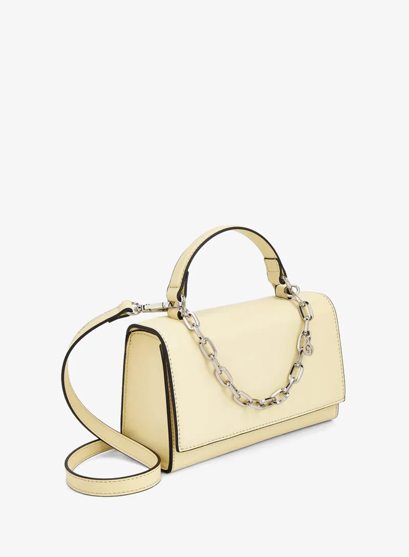 Celeste YELLOW Solid Satchel Bag With Chain Detail for Women | Best Price UAE