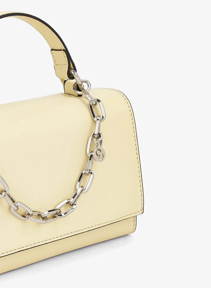 Celeste YELLOW Solid Satchel Bag With Chain Detail for Women | Best Price UAE