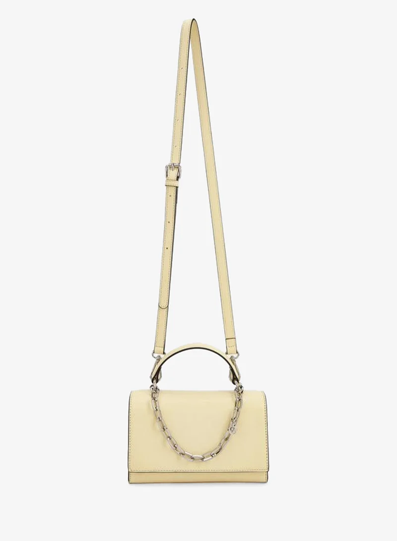 Celeste YELLOW Solid Satchel Bag With Chain Detail for Women | Best Price UAE