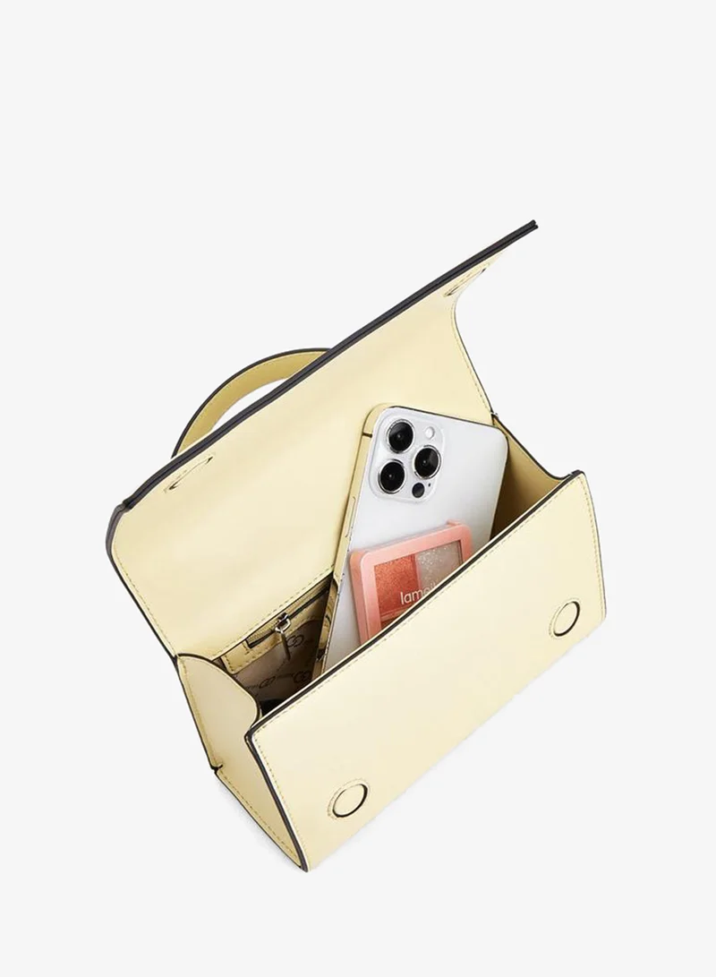Celeste YELLOW Solid Satchel Bag With Chain Detail for Women | Best Price UAE