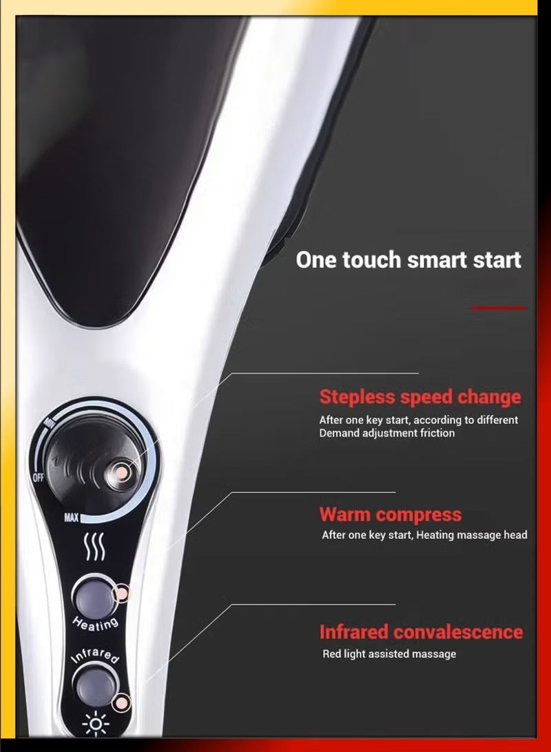 Handheld Double Head Full Body Massager With Heating Vibration Infrared Deep Tissue Massage Electric Dual Percussion For Neck Shoulder Back Arms Leg Foot Calf Muscle Relaxation Hand Tension Pain Relief Heavy Duty Hammer Massager For Physiotherapy - Image 4