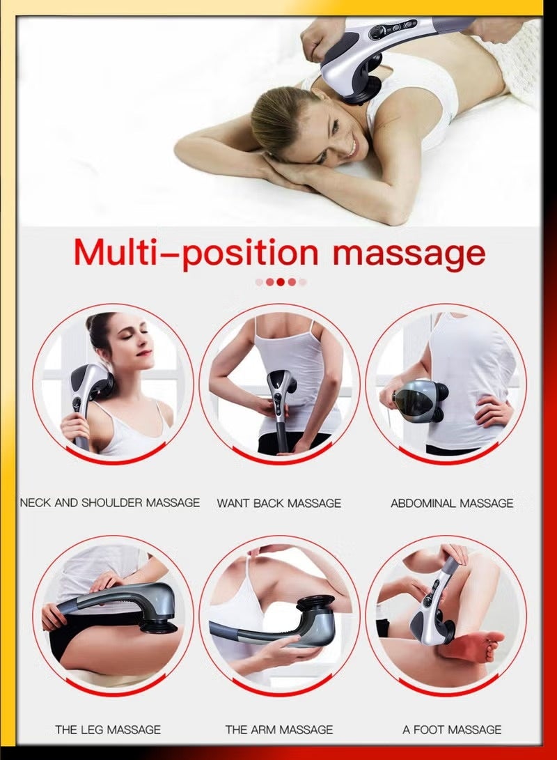 Handheld Double Head Full Body Massager With Heating Vibration Infrared Deep Tissue Massage Electric Dual Percussion For Neck Shoulder Back Arms Leg Foot Calf Muscle Relaxation Hand Tension Pain Relief Heavy Duty Hammer Massager For Physiotherapy - Image 3