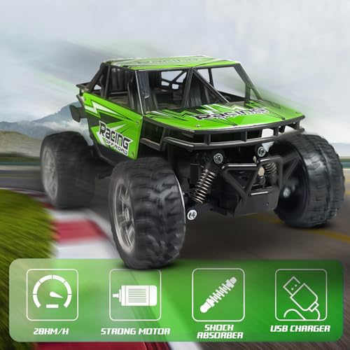 KIPA GAMING Remote Control Car Off-Road Monster Truck, 2.4GHz RC Racing Buggy, USB Rechargeable, Large All-Terrain Wheels (Dirt Tracker - Green) - Image 2