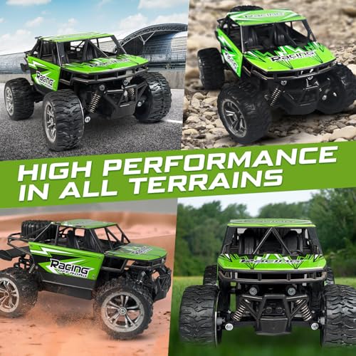 KIPA GAMING Remote Control Car Off-Road Monster Truck, 2.4GHz RC Racing Buggy, USB Rechargeable, Large All-Terrain Wheels (Dirt Tracker - Green) - Image 4