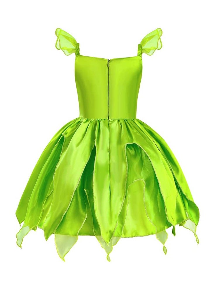 Green Fairy Princess Dresses for Girls Costume Tinker Bell Cosplay Set Flower Clothes for Girls 120CM