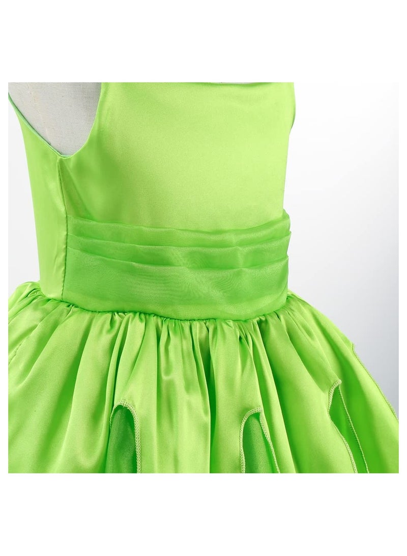 Green Fairy Princess Dresses for Girls Costume Tinker Bell Cosplay Set Flower Clothes for Girls 120CM