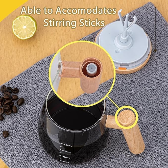SKYPARKLE Self Stirring Coffee Mugs Coffee Stirring Cup Electric Mixing Cup Borosilicate Coffee Mug with lid for Coffee Milk Protein Powder at Home Office Travel car400 ml1 pcs Battery not Included - Image 5