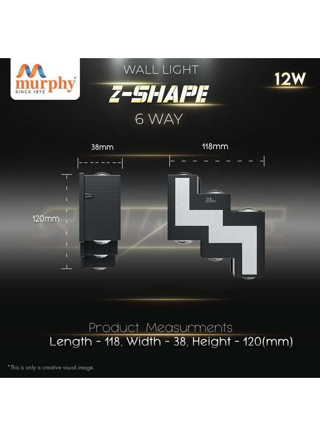 Murphy 12W Aluminium Led Luxurious Indoor & Outdoor Step Type Up/Down Wall Light Warm White, Shockproof & Rustproof Alluminium Body (3 Up & 3 Down Step), Pack of 6 (with 2 Years Warranty) - Image 3