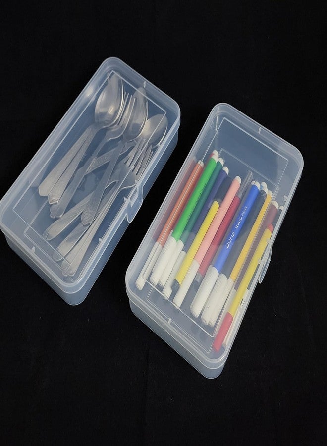 c s m C.S.M CSM Jewellery Case Organiser, Rectangular Plastic Storage Box For Medicines, Stationery, Cosmetics, Pack of 2, Transparent - Image 4