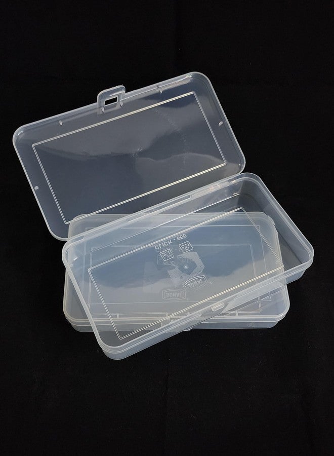 c s m C.S.M CSM Jewellery Case Organiser, Rectangular Plastic Storage Box For Medicines, Stationery, Cosmetics, Pack of 2, Transparent - Image 3