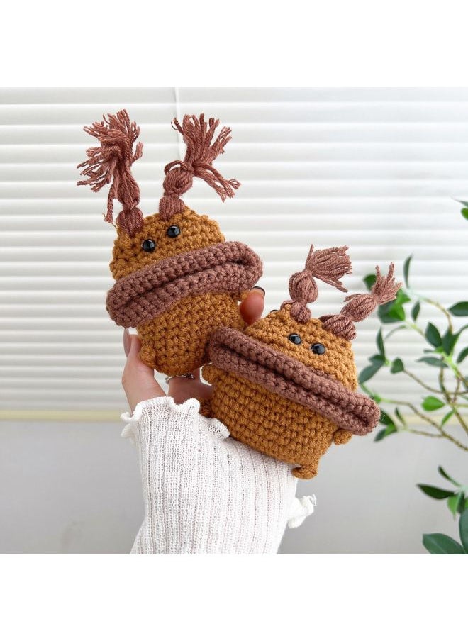 Generic - Airpods 4 Headphone Protective Case Cartoon Plush Doll For Apple1/2/3 Gen Pro Wireless Bluetooth Soft-Color:Plush Soft Shell-Brown Big Mouth-Model:Airpods Pro/Pro2 Universal (protective Sleeve) - Image 1