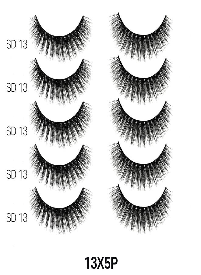 Laflare Silk Lashes 3D Faux Mink Eyelashes Multipack, Light, Natural Looking, Professional Easy to Apply Eyelashes in a Knitted Style 5 Pairs Value Pack (13X5P) - Image 2