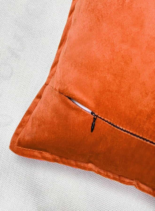 VAKADO Fall Throw Pillow Covers 18x18 Set of 2 Burnt Orange Halloween Velvet Decor Decorative Couch Cushion Autumn Fall Euro Pillowcases with Fringe Home Bed Decoration for Sofa Bedroom Office - Image 3