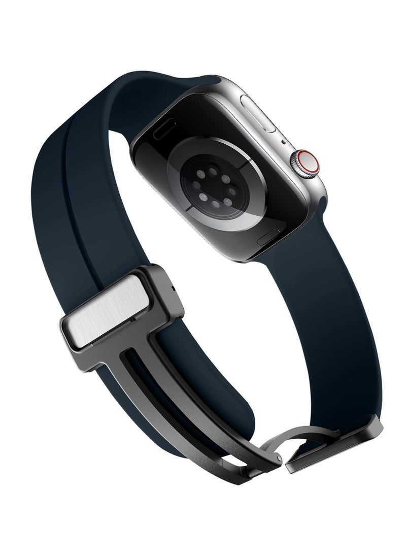 DUSALA for Apple Watch Band 42mm 44mm Quick Release - Skin-Friendly Soft Silicone Sport Watch Band for Men Women, Magnetic Folding Clasp Silicone Strap - Image 3