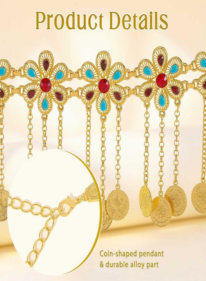 ELABEST Gold Waist Chain Rhinestone Belly Dance Chain Crystal Tassel Dance Jewelry for Women (Gold-C) - Image 3