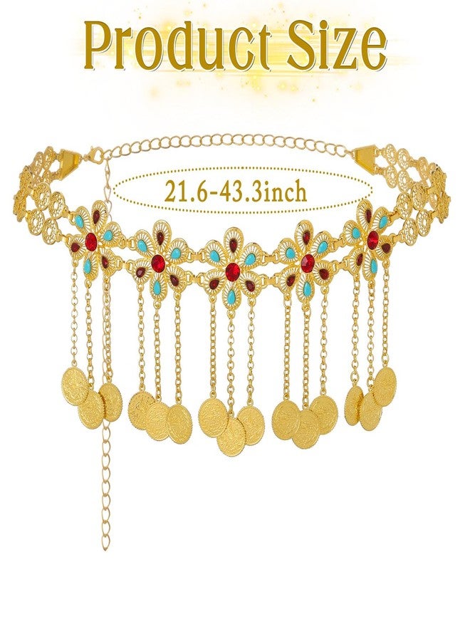 ELABEST Gold Waist Chain Rhinestone Belly Dance Chain Crystal Tassel Dance Jewelry for Women (Gold-C) - Image 5