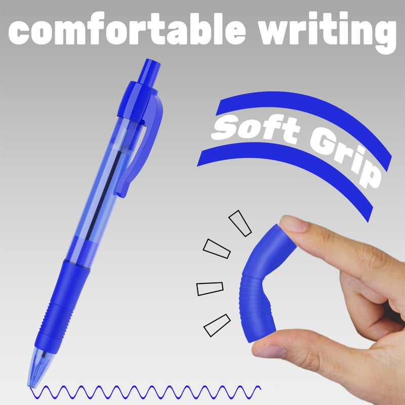 deegtran Pens Bulk, 30 Pack No Bleed Blue Ink Click Pens with Soft Grip, Wholesale Retractable Ballpoint Pens for Office School, Medium Point Smooth 1.0MM - Image 4