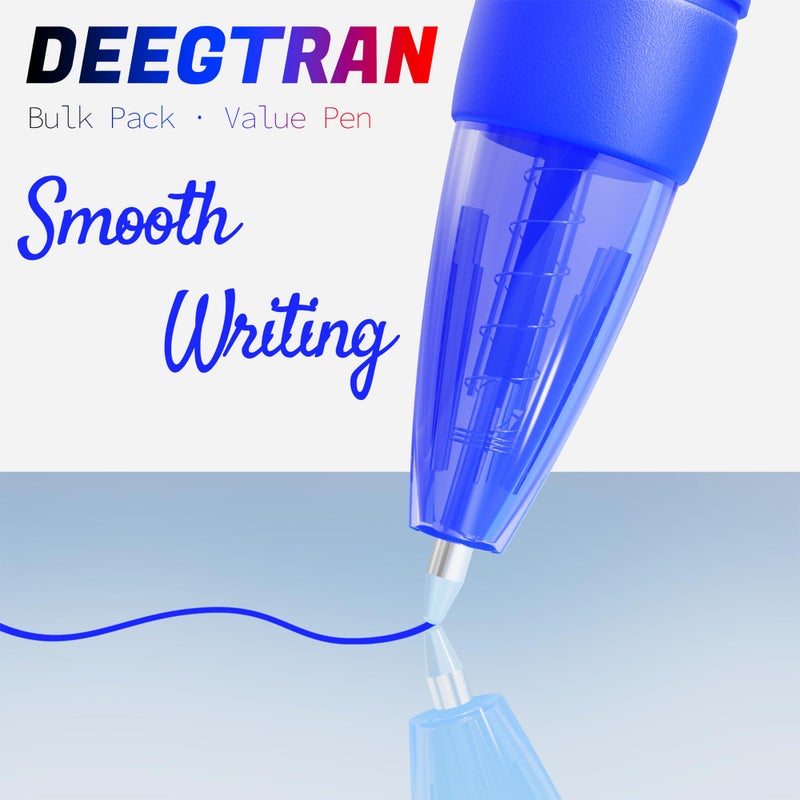 deegtran Pens Bulk, 30 Pack No Bleed Blue Ink Click Pens with Soft Grip, Wholesale Retractable Ballpoint Pens for Office School, Medium Point Smooth 1.0MM - Image 3