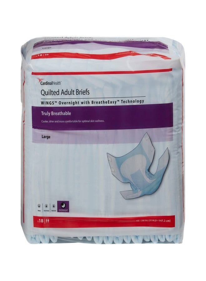 Covidien 75363101 Incontinent Brief Wings Resealable Tabs Large Disposable Night-time Absorbency 67034 Box of 18 - Image 4
