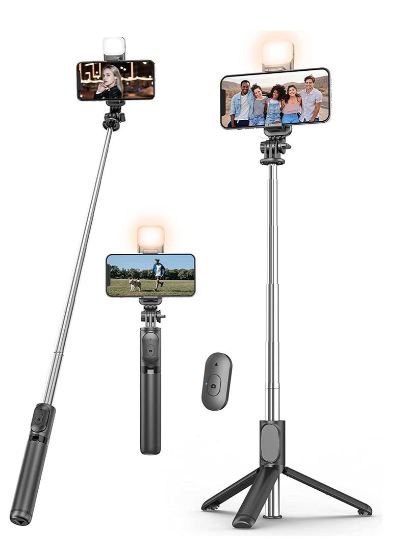 ELTRAZONE Selfie Stick Tripod with Fill Light, 167cm Extendable Phone Tripod Stand with Remote Shutter for Travel, Vlogging, Live Streaming Video and Photos,Phone Stand - Image 1