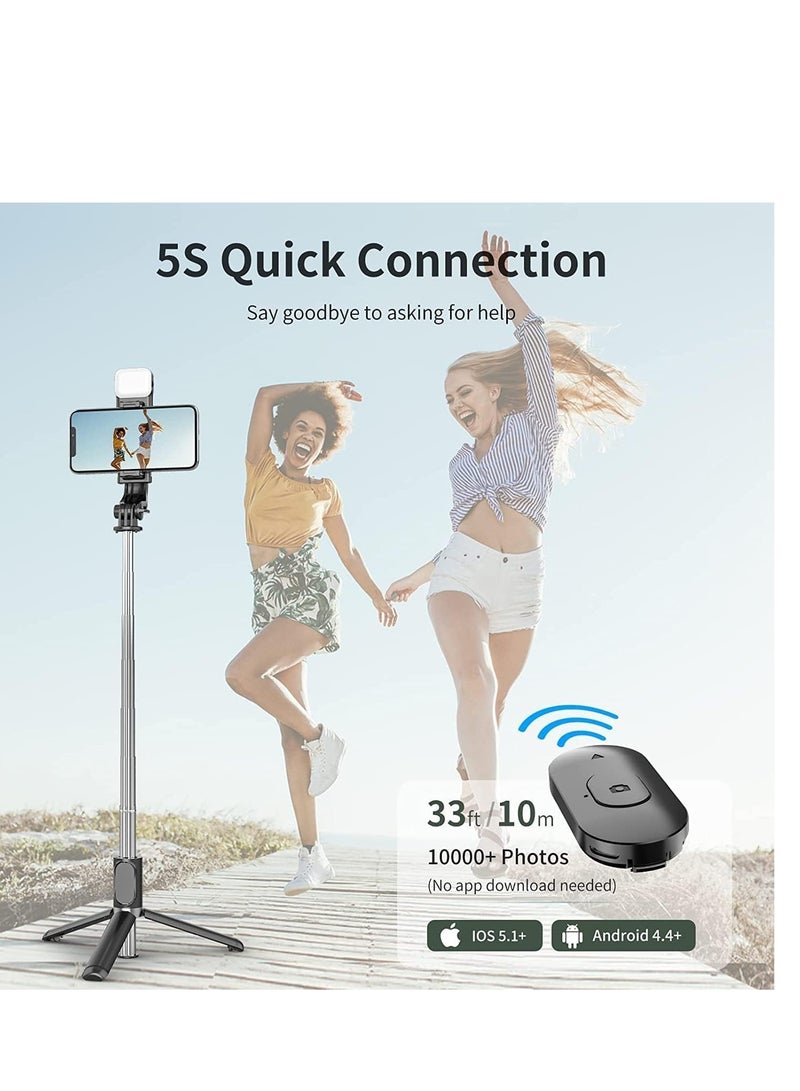 ELTRAZONE Selfie Stick Tripod with Fill Light, 167cm Extendable Phone Tripod Stand with Remote Shutter for Travel, Vlogging, Live Streaming Video and Photos,Phone Stand - Image 5