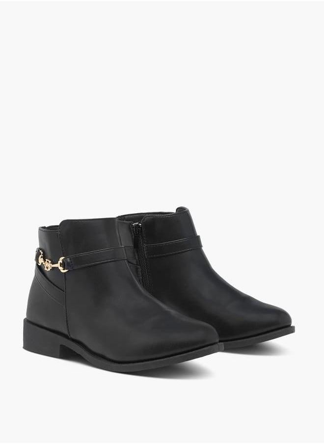 Flora Bella By Shoexpress Women Textured Ankle Boots with Zip Closure and Metal Accent - Image 2
