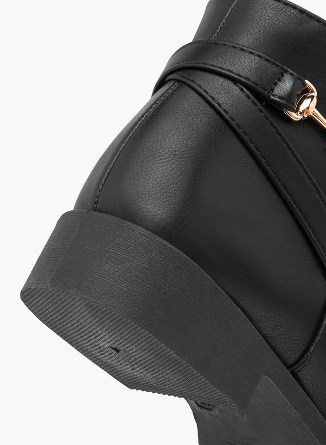 Flora Bella By Shoexpress Women Textured Ankle Boots with Zip Closure and Metal Accent - Image 5