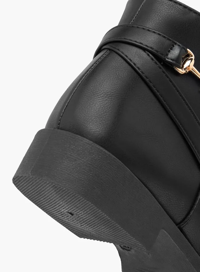 فلورا بيلا من شو إكسبرس Women Textured Ankle Boots with Zip Closure and Metal Accent