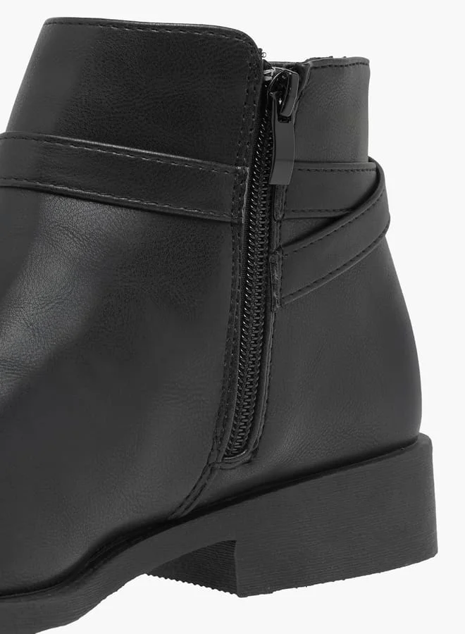 فلورا بيلا من شو إكسبرس Women Textured Ankle Boots with Zip Closure and Metal Accent