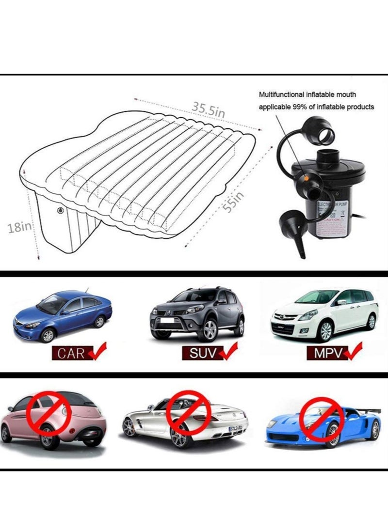 ELTRAZONE - Car Travel Bed 138 * 85 45Cm Suv Air Mattresses Inflatable For Camping Children Rear Double Adjustable Sleeping Pad Airbed Seat Cover Cushion Flocking Cloth Mvp With Pump - Image 1