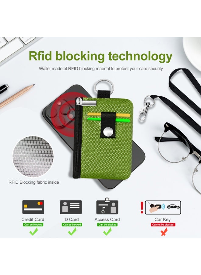 Minimalist RFID Blocking Small Wallet with ID Window,WaterResistant Zip Id Case Wallet with Lanyard Keychain for Cards,Cash,Travel,Women,Men - Image 4