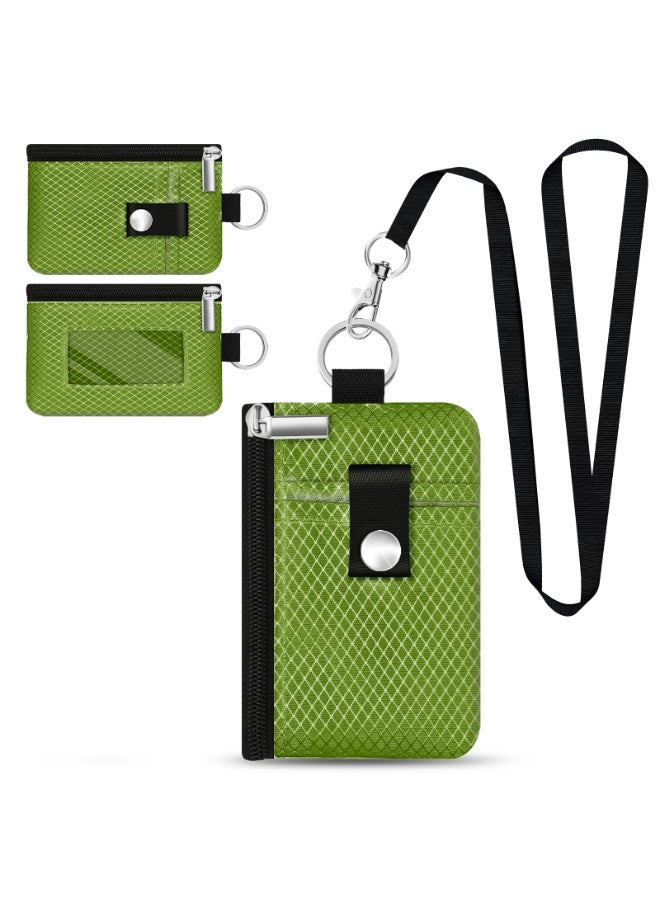 Minimalist RFID Blocking Small Wallet with ID Window,WaterResistant Zip Id Case Wallet with Lanyard Keychain for Cards,Cash,Travel,Women,Men - Image 1