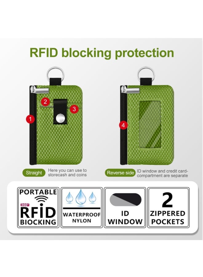Minimalist RFID Blocking Small Wallet with ID Window,WaterResistant Zip Id Case Wallet with Lanyard Keychain for Cards,Cash,Travel,Women,Men - Image 2