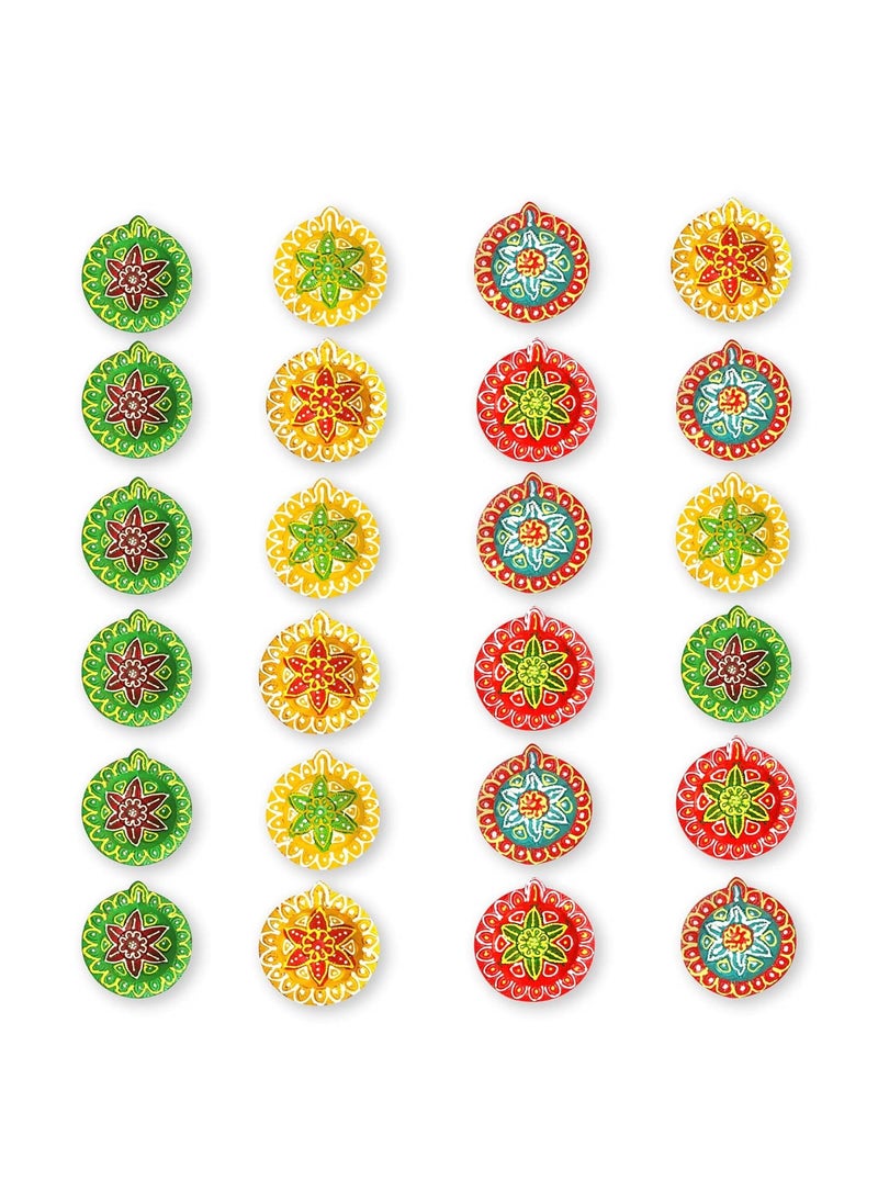 HOME GENIE Home Genie Handmade Diyas for DiwaliDeepawali Decoration Hand Painted Clay Mitti Diya Lanterns for Diwali Decoration Decoration Mitti Diya Handmade Diyas Dotted Pack of 24 