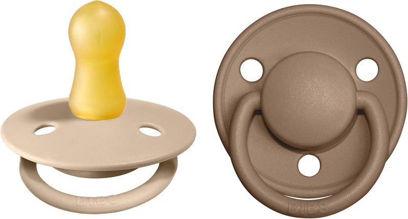 BIBS De Lux Collection Pacifiers - BPA-Free Baby Soothers in Vanilla/Dark Oak, Set of 2 for 0-6 Months - Image 1