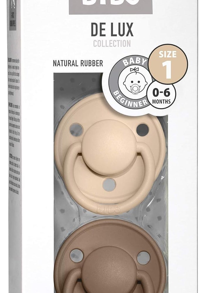 BIBS De Lux Collection Pacifiers - BPA-Free Baby Soothers in Vanilla/Dark Oak, Set of 2 for 0-6 Months - Image 3