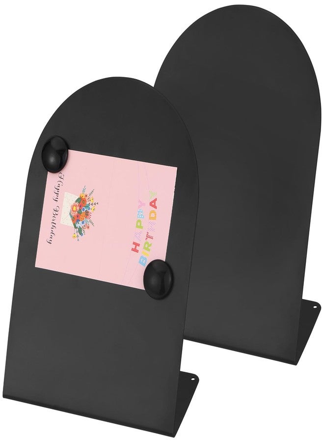 FMOACEN 2 PCS Magnetic Bulletin Boards with Easel Stand, 11x8in Tabletop Metal Board with Anti-Tipping Bent Design and 4 Magnets, Memo Picture Display Board for Office, Kitchen, School, Home (Black) - Image 1