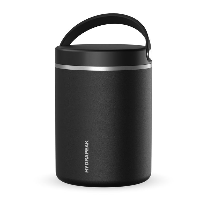 Hydrapeak 32oz Stainless Steel Vacuum Insulated Food Jar for Hot Food and Cold Food Wide Mouth LeakProof Soup Jar for Adults 10 Hours Hot and 16 Hours Cold Black