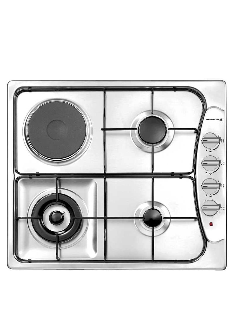 Kelvinator Built-in Gas Hob, 3 Burners, + 1 Electric Stone Burner, 60cm, Steel, - KRBH-GALTESHPPO-164/X - pzsku/Z5F24E92CE820C59D2506Z/45/_/1733209276/89f4735b-6332-4587-a630-b11787375ba4