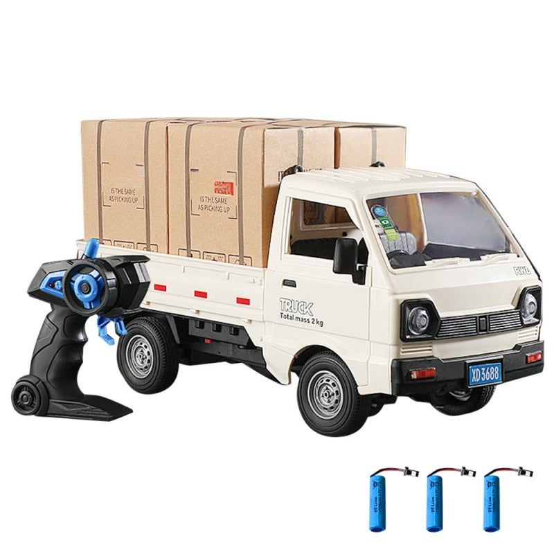 Remote Control Truck: 1/16 Scale White - 2.4GHz Precision Control Multi-Directional Maneuverability LED Lights Spray Function Cargo Compartment for Indoor Outdoor Adventure Play - Image 1