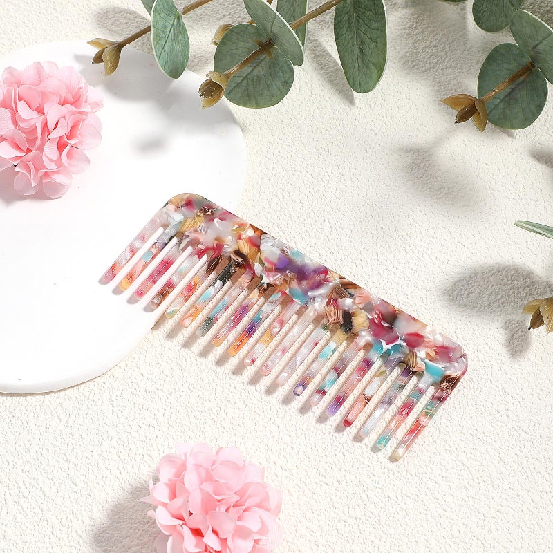 salbsever Tortoise Shell Acetate Women's Wide Tooth Comb - Detangling, Anti Static, Vintage Style for Wet Hair & Home Salon Styling - Image 5