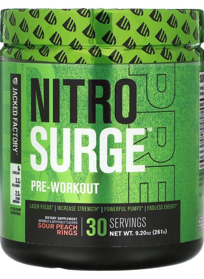 Jacked Factory - Nitro Surge PreWorkout Sour Peach Rings 9.2 oz (261 g) - Image 1
