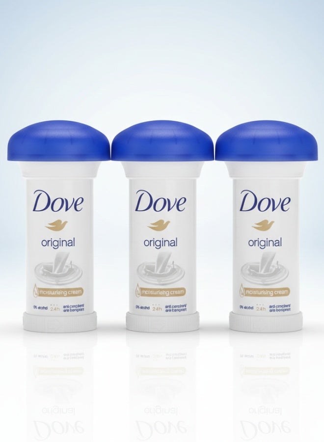 Dove Original Anti Perspirant Pack of 3 Deodorant Stick 50 ml Long Lasting Freshness Gentle Care - Image 1