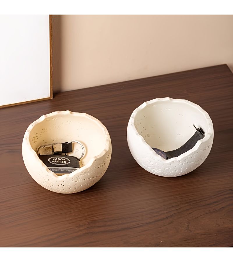 White Multi Purpose Resin Storage Jar Key Organizer Desktop Trash Can - Image 2