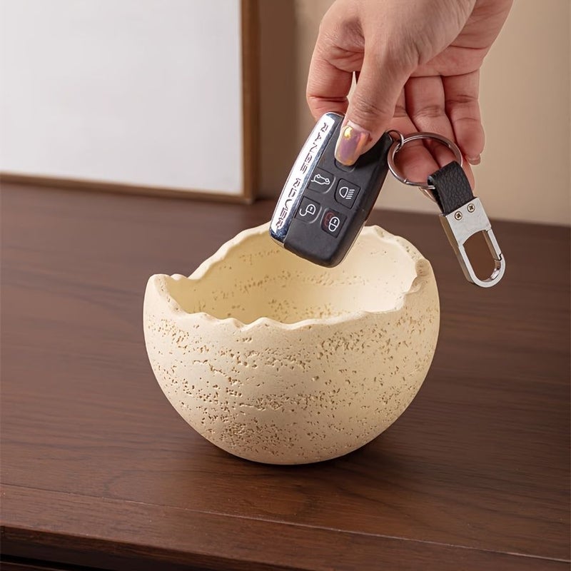 White Multi Purpose Resin Storage Jar Key Organizer Desktop Trash Can - Image 1