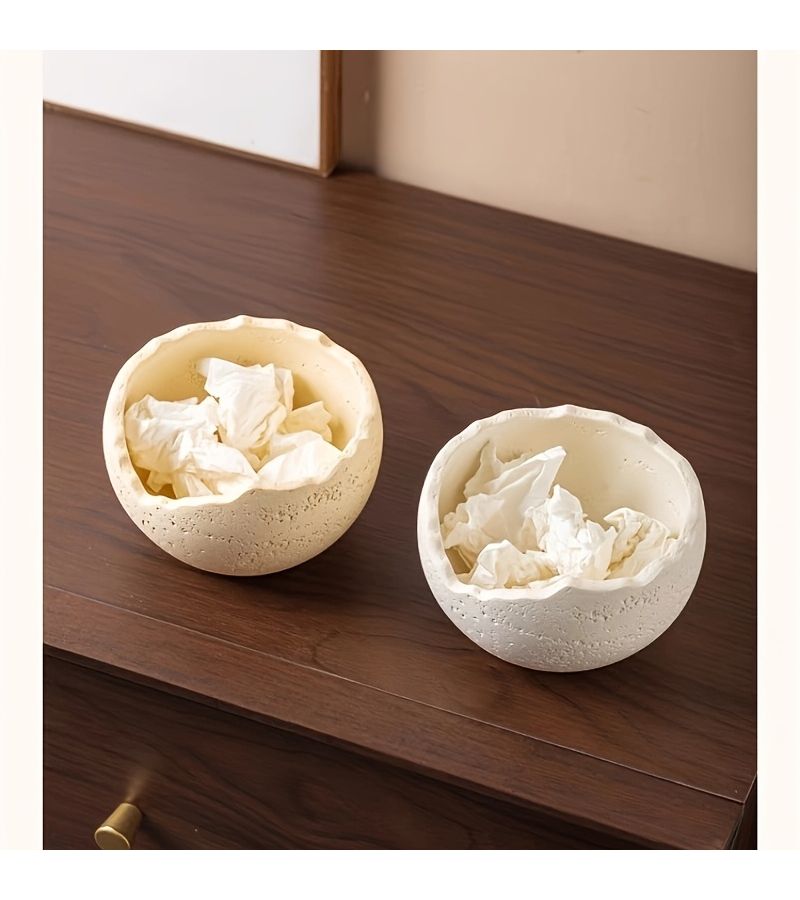 White Multi Purpose Resin Storage Jar Key Organizer Desktop Trash Can - Image 5