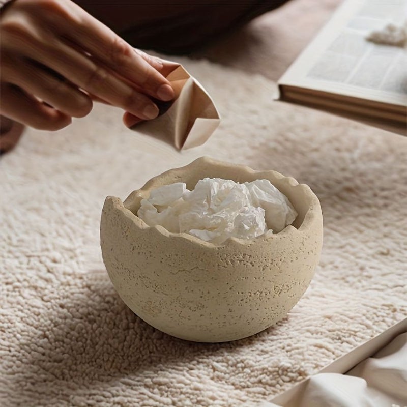 White Multi Purpose Resin Storage Jar Key Organizer Desktop Trash Can - Image 4
