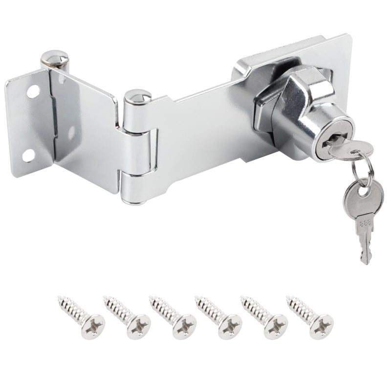 HOWDIA 3 Inch Keyed Door Lock Hasp Latch Stainless Steel Heavy Duty Cabinet Locks with Keys Fit for 90180 Degree Install Double Hinge Hasp for Cabinets Barn Doors