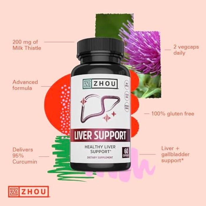 ZHOU Liver Support - Liver Cleanse and Detox, Milk Thistle Supplement with Turmeric, Artichoke, and Dandelion, Natural Health Support for Women and Men - 60 Vegetarian Capsules - Image 4
